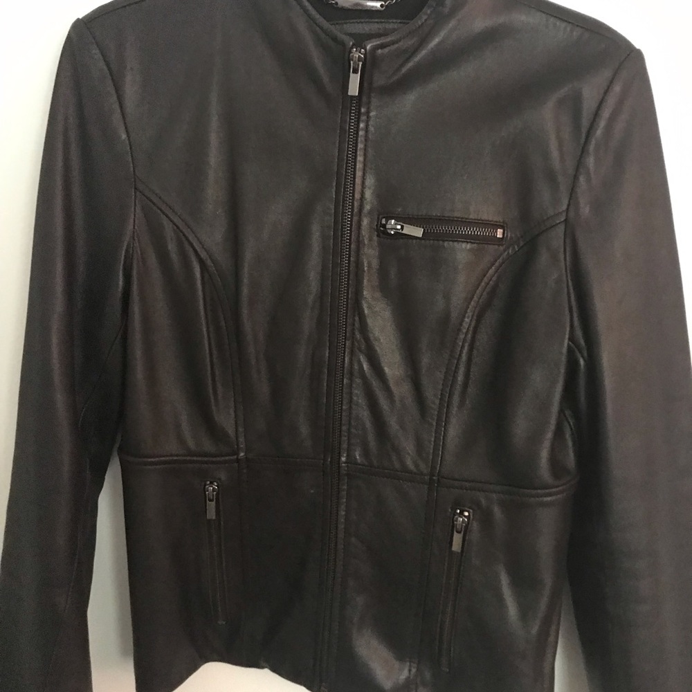 Women’s black leather jacket